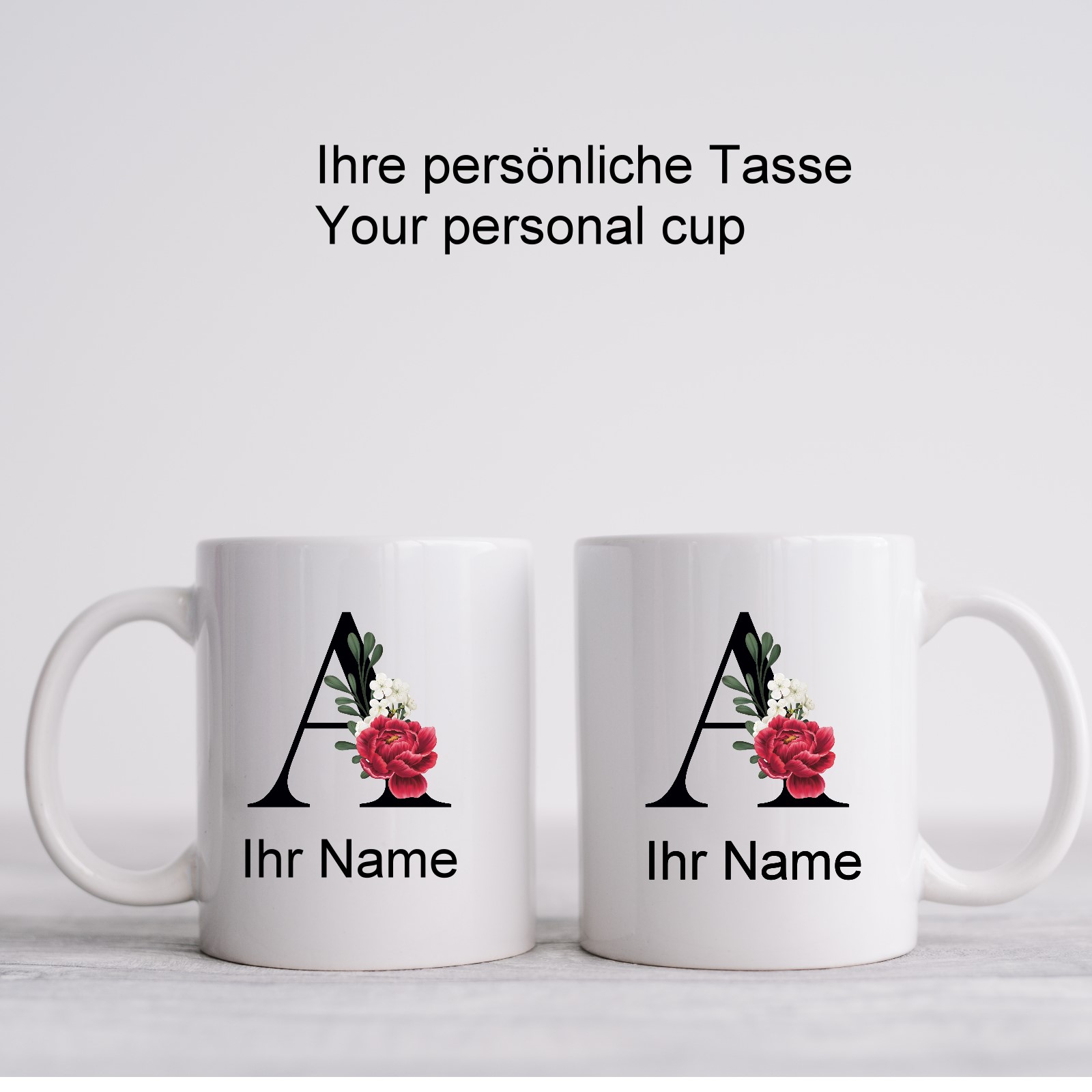 11 oz Tasse mit Blumen Monogramm